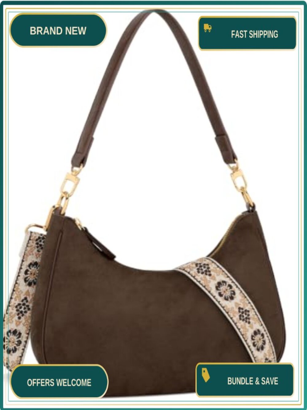 Small PU Leather Shoulder Bag Boho Crossbody Purse with Card Slots